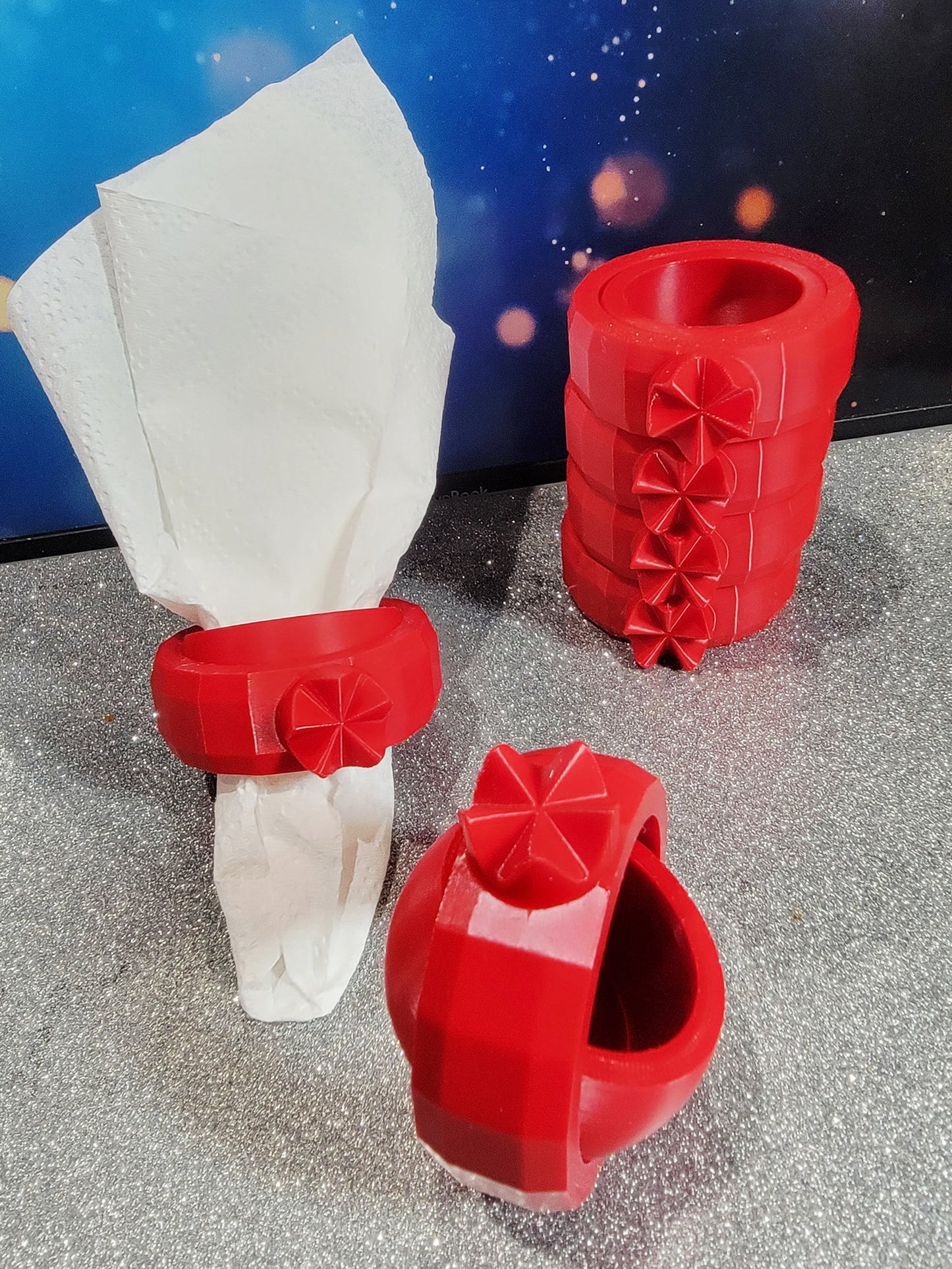 Geodesic Pomegranate Napkin Ring (Set of 4)